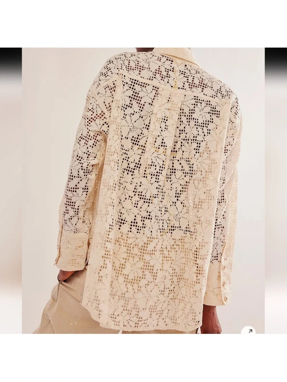 Free People In Your Dreams Lace Buttondown White M